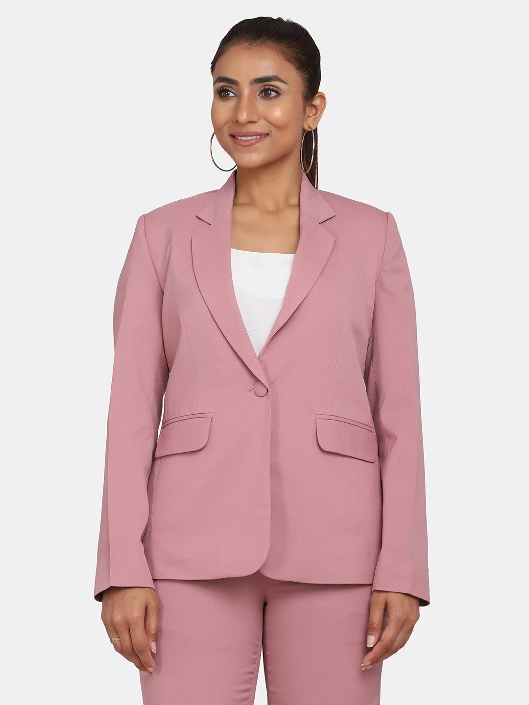 Single Button Stretch Blazer for Women- Pink – PowerSutra