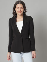 Stretch Notch collar blazer-Black marina