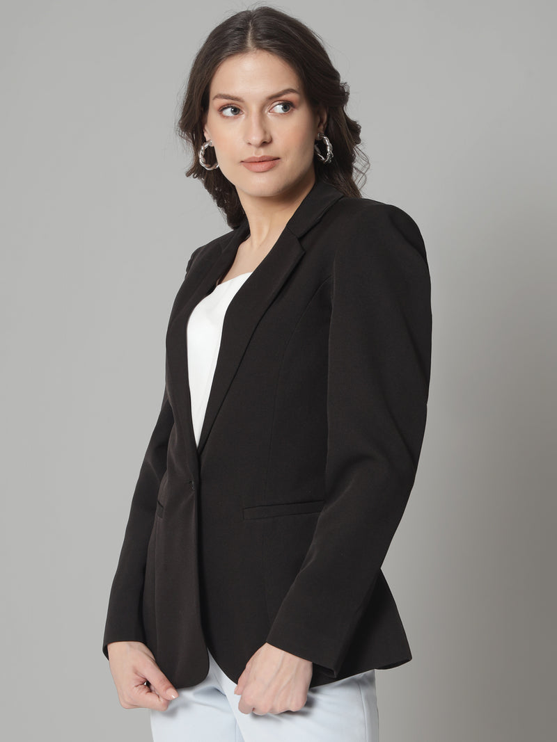 Stretch Notch collar blazer-Black marina