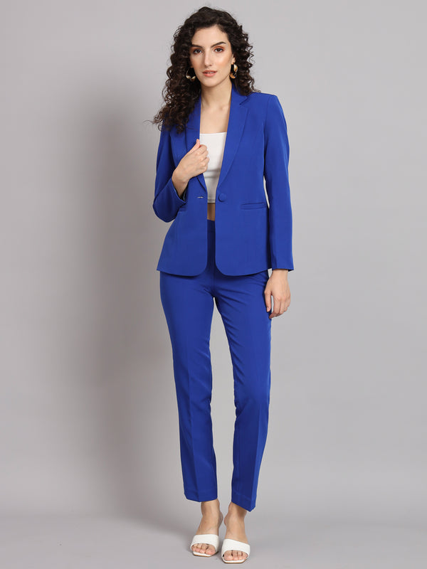 Fashion Royal Blue Velvet Women Formal Business Pant Suits Women