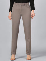 Slim Fit Mid Waist Stretch Pants-Grey