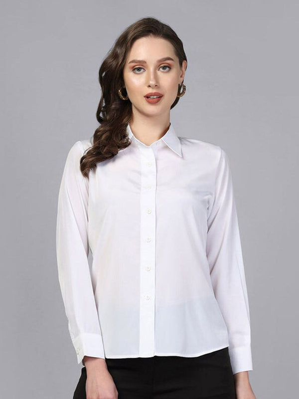 Collared crepe shirt - White