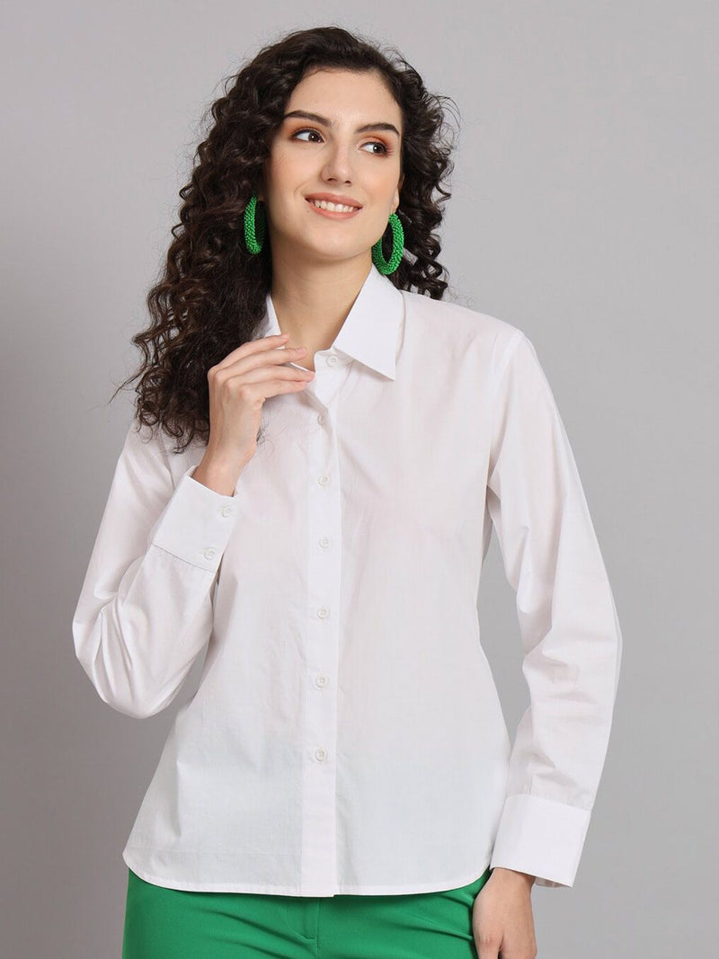 Comfort Fit Cotton  Shirt - White