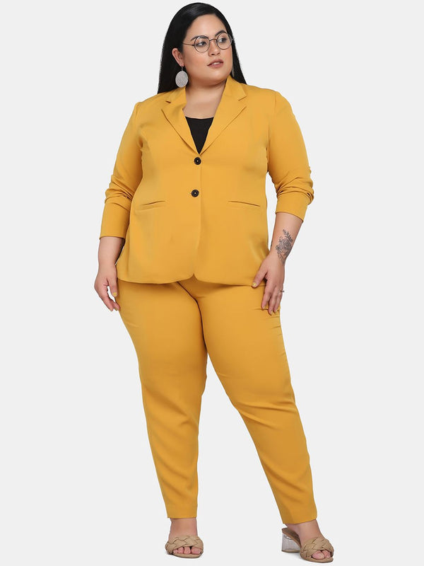 Women's Formal Pant Suit For Work- Mustard Yellow