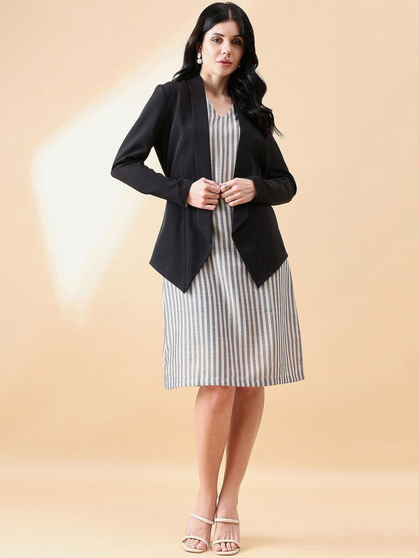 Open Front Shawl Lapel Blazer - Black