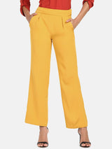 Mid Waist Pleated Wide Bottom Pants