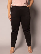 Mid Waist Stretch Slim fit Pants - Black