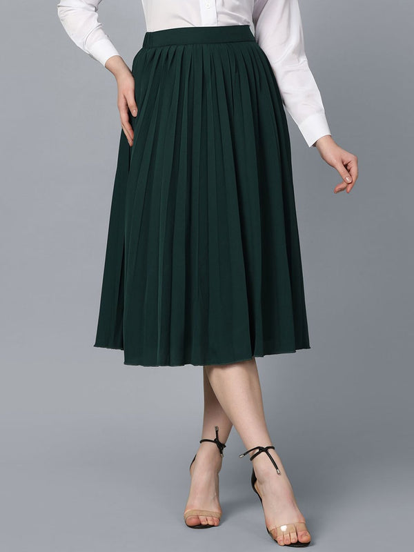 Pleated skirt- Bottle green