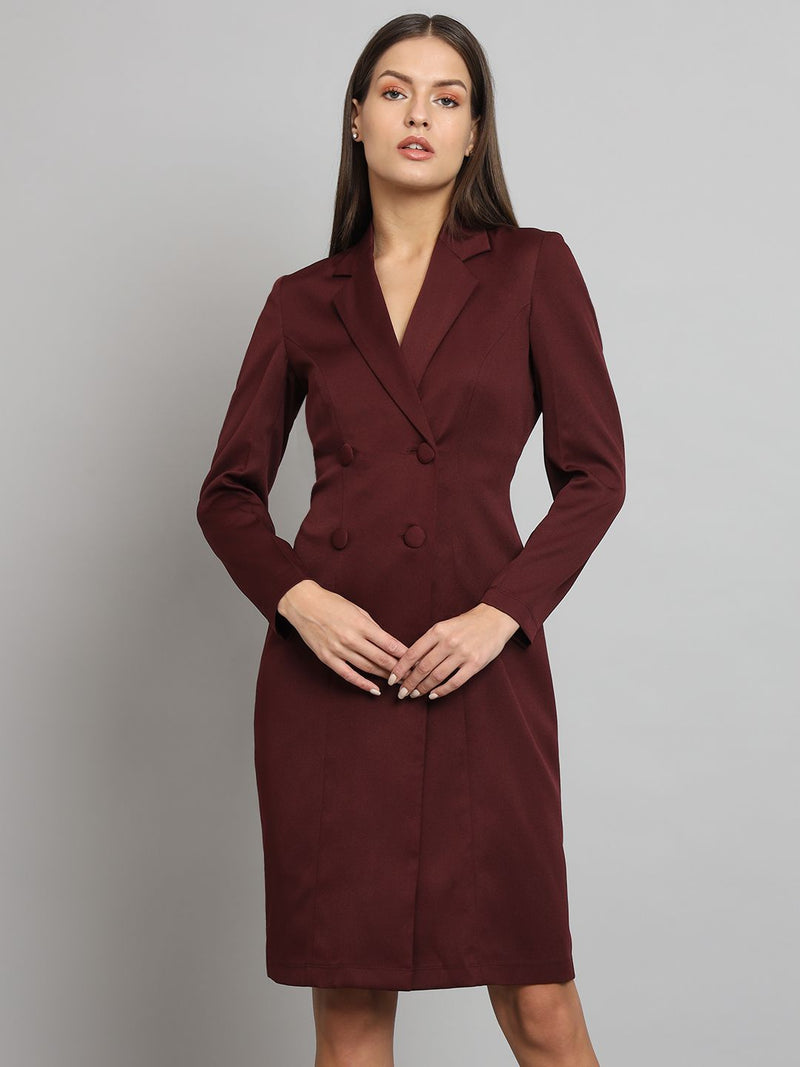 Stretch Blazer Dress- Maroon