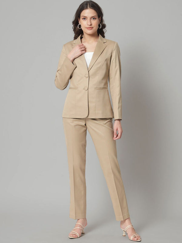 Poly Viscose Pant Suit - Beige