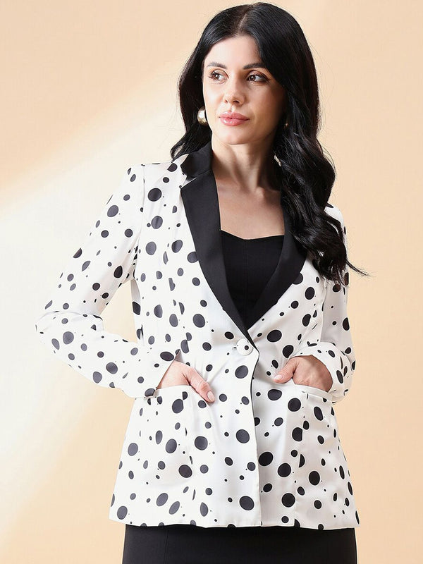 Polka Dot Blazer - Black and White