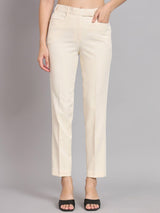 Regular Fit Mid Waist Trouser - Off White