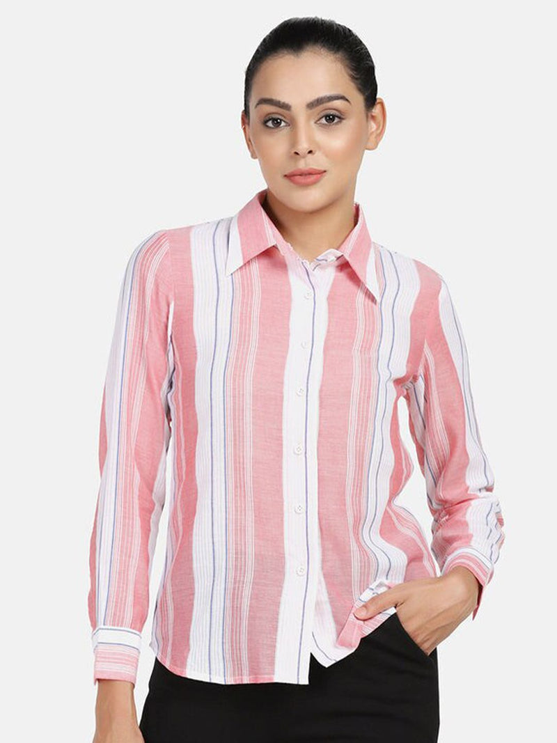 Striped Cotton Shirt - Peach