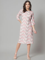 Printed Sheath Dress- Pink