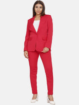 Single Button Blazer for Women- Red