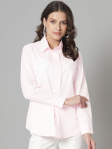 Collared Cotton Shirt- Pink