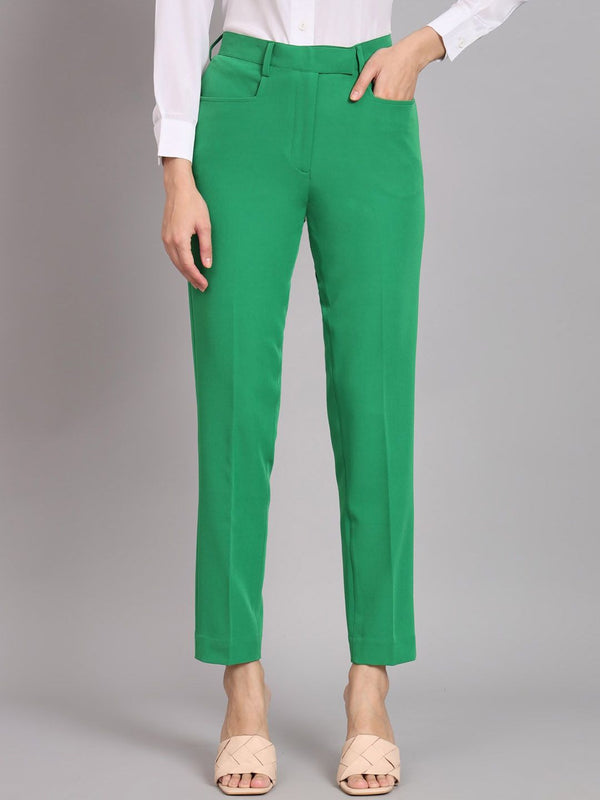 Regular Fit Mid Waist Trouser - Parrot Green