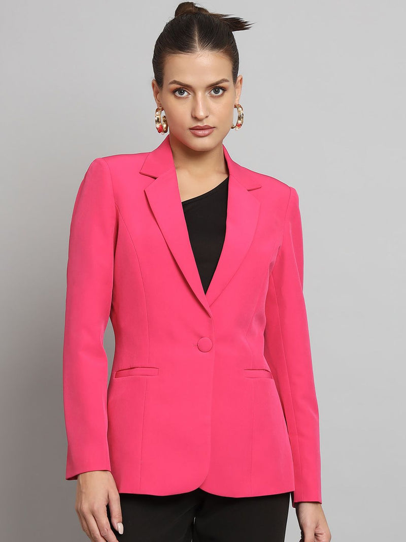 Notch Collar Stretch blazer- Hot Pink