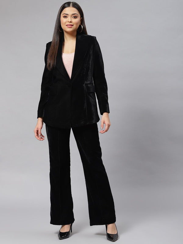 Velvet Pant Suit - Black