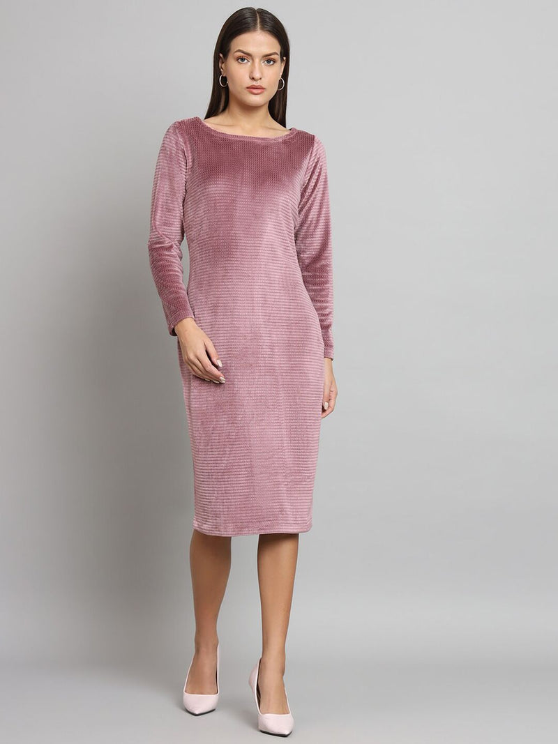 Stretch Velvet Dress- Dusty Pink