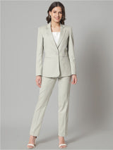 Poly Cotton Notch Collar Pant Suit - Sage Green