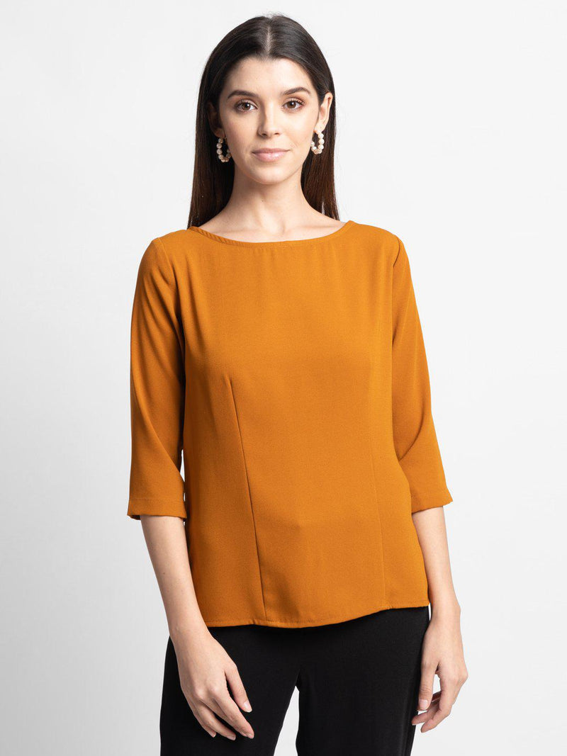 Crepe Top For Women - Mustard