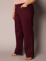 Wide Bottom Mid Waist Stretch Pants