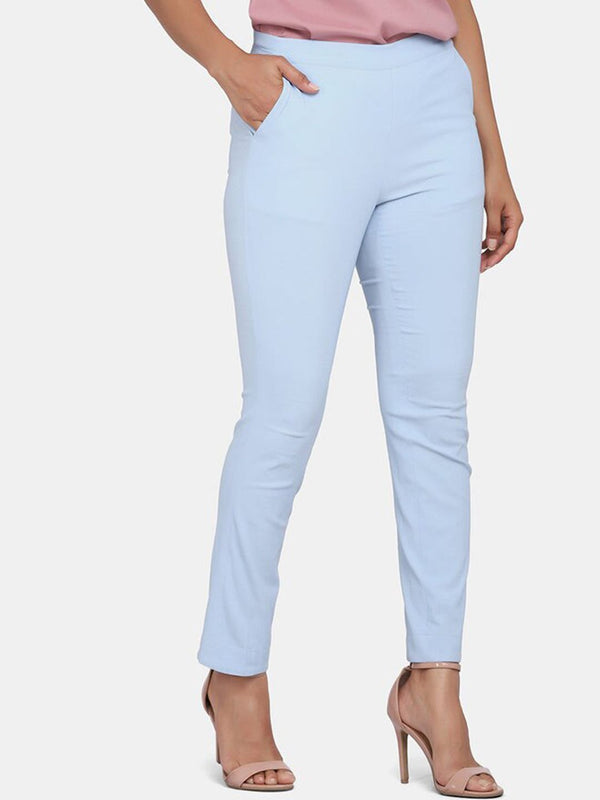 Women's Slim Fit Trousers - Sky Blue