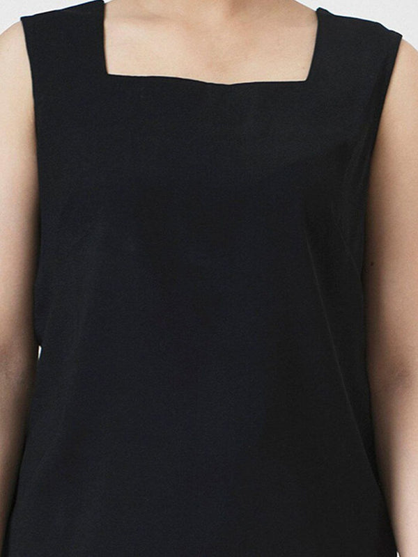 Poly Moss Square Neck Regular FIt Camisole - Black