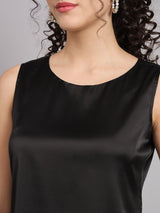 Sleeveless Satin Top - Black