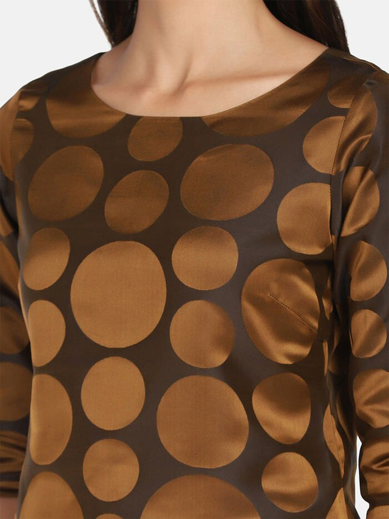 Formal Pure Silk Top - Copper Brown