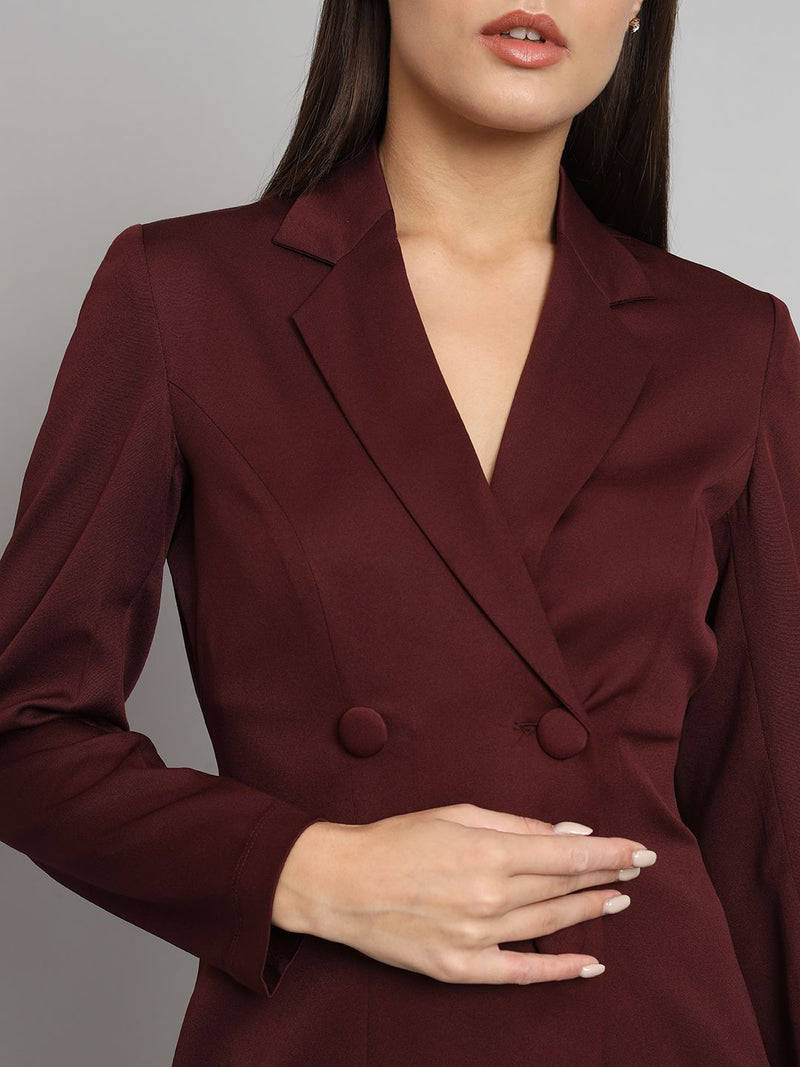 Stretch Blazer Dress- Maroon