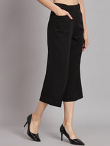 Straight Fit Mid Waist Culottes - Black