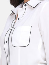 Regular Fit Poly Moss Collared Shirt - White