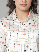 Printed Collared Shirt- White