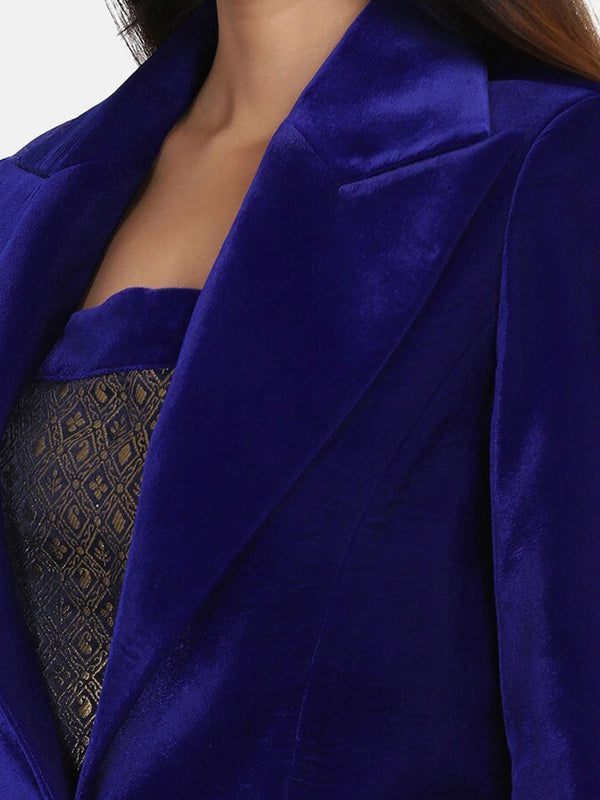 Velvet Pant Suit - Royal Blue