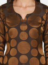 Polka Dot Pure Silk Party Dress- Copper Brown