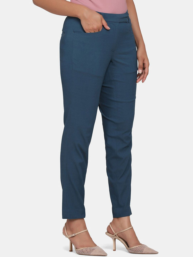 Toko Twill Formal Trouser for Women - Teal Blue