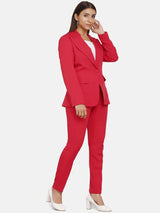 Single Button Blazer for Women- Red