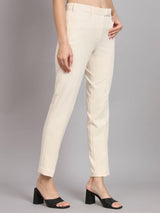 Regular Fit Mid Waist Trouser - Off White