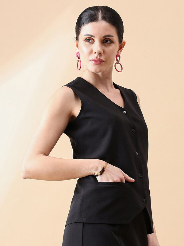 Waist Coat Top - Black