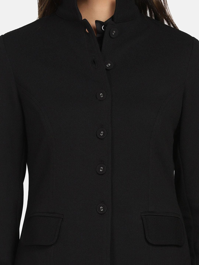 Stretch Knit Casual Jacket - Black