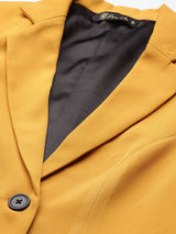 Notched Lapel Light Weight Stretch Blazer - Mustard Yellow