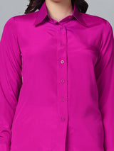 Collared Crepe Shirt- Pink