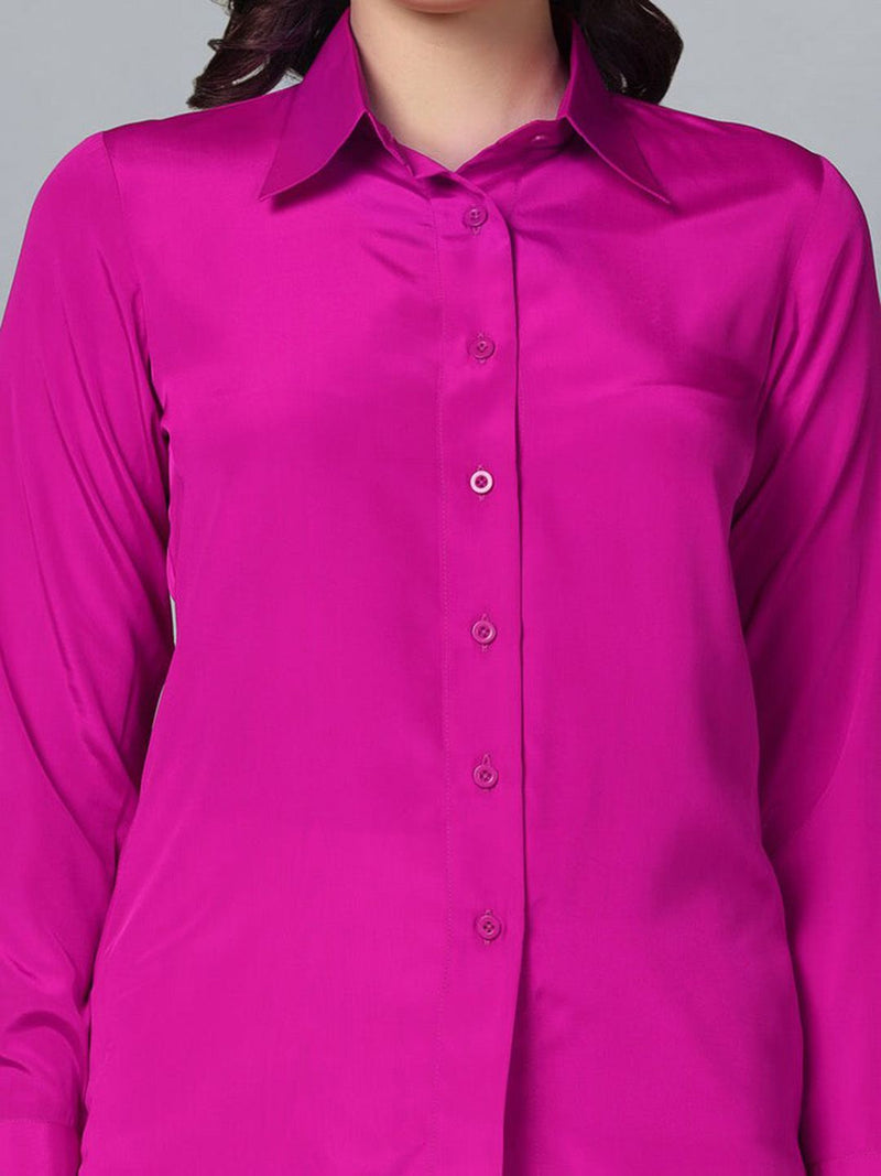 Collared Crepe Shirt- Pink