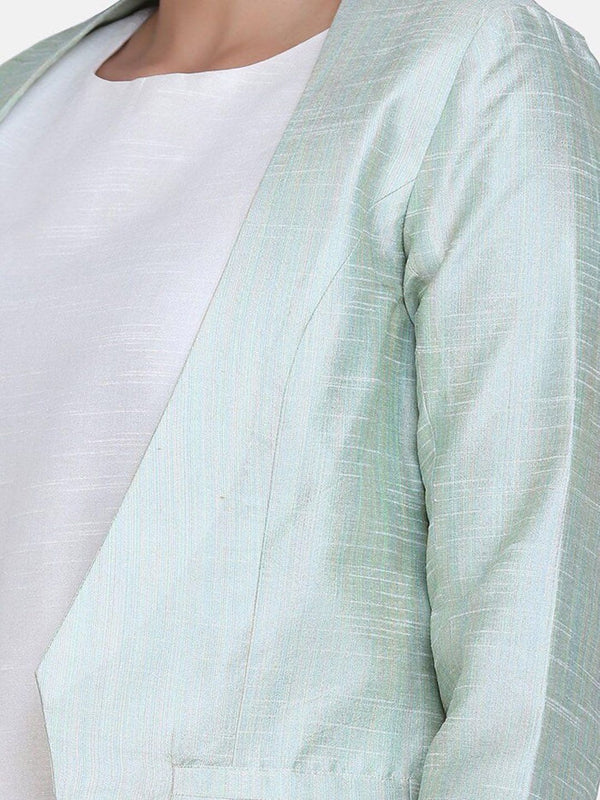 Dupioni Front Open Jacket - Pistachio Green