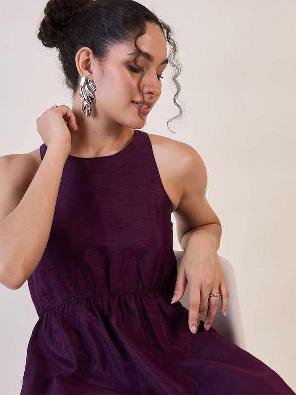 Purple Box Back Fit & Flare Dress