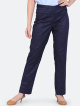 Poly Cotton Mid Waist Formal Trouser - Blue