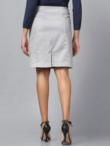 Poly Cotton Straight Skirt - Cloud Grey