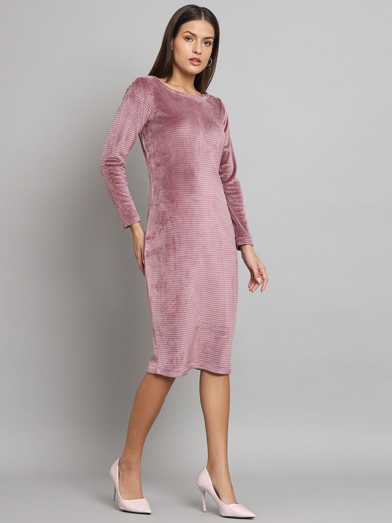 Stretch Velvet Dress- Dusty Pink